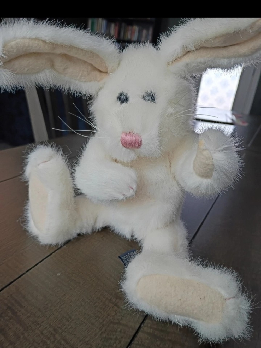 Boyds Bears White Plush Bunny with Pink Nose Vintage JB Bean Series 1